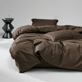WEICH 1000TC Bedsheet Set | With Quilt Cover | 100% Combed Cotton | Soft Touch | Earth Coffee