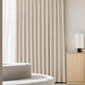 WEICH Full Blackout Jacquard Curtains | Premium Silk Linen Panels | Bedroom Living Room | Cream Latte