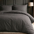 1200TC | Silky | Embossed Micro Satin | Bedsheet Set | Charcoal Grey