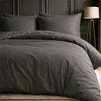 1200TC | Silky | Embossed Micro Satin | Bedsheet Set | Charcoal Grey