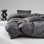 WEICH 1000TC Bedsheet Set | With Quilt Cover | 100% Combed Cotton | Soft Touch | Graphite Grey