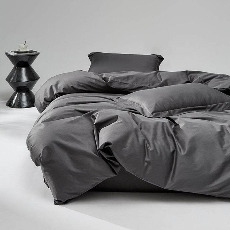 WEICH 1000TC Bedsheet Set | With Quilt Cover | 100% Combed Cotton | Soft Touch | Graphite Grey