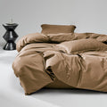 WEICH 1000TC Bedsheet Set | With Quilt Cover | 100% Combed Cotton | Soft Touch | Caramel Brown