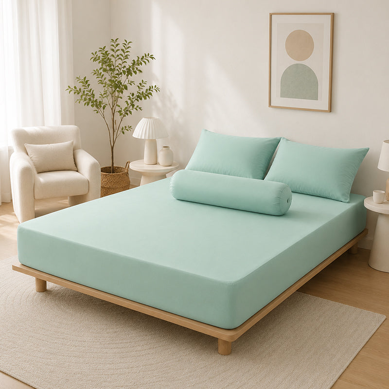 WEICH | 100% Waterproof | Bedsheet Mattress Protector &amp; Pillow Protector | Breathable Waterproof Mattress Cover | Green