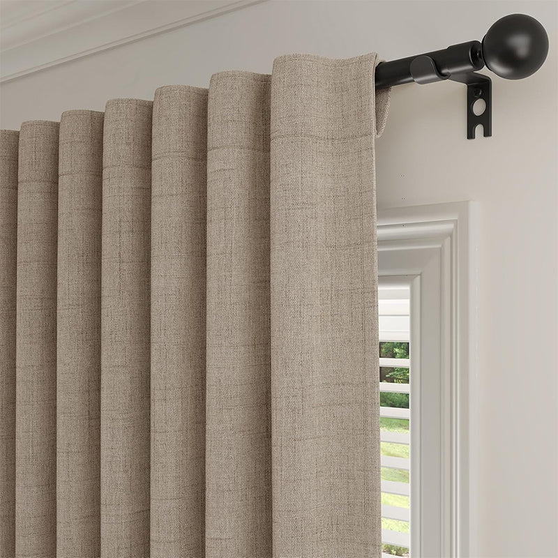 WEICH Luxury Blackout Curtains | Elegant Silk Linen Drapes | Cappuccino