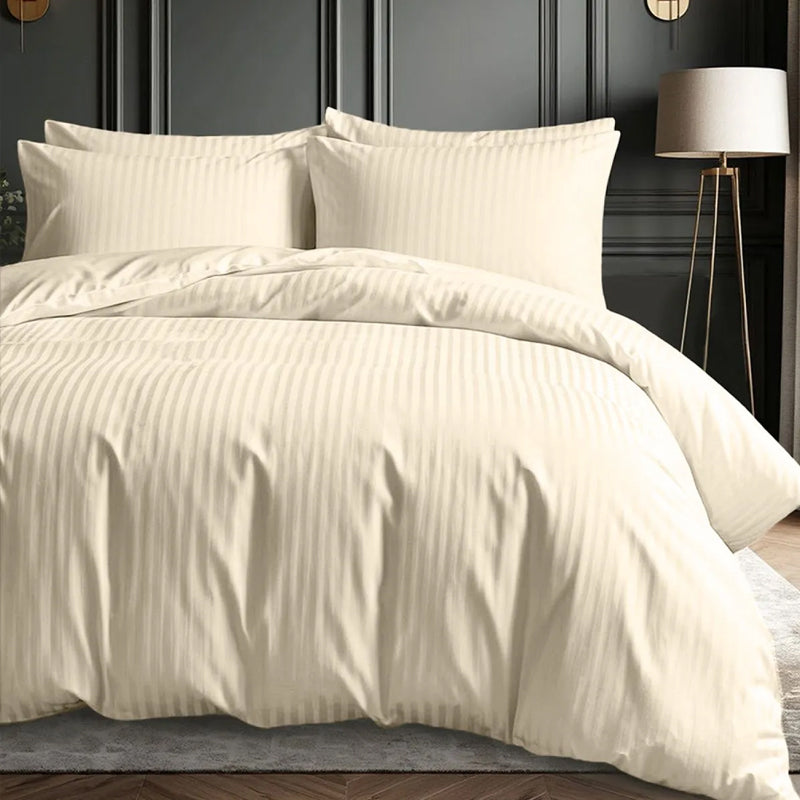 1200TC | Silky | Embossed Micro Satin | Bedsheet Set | Vanilla Cream