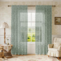 WEICH Premium Lace Sheer Curtains | Elegant Window Panels for Modern Living Spaces | Sage Green