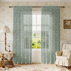 WEICH Premium Lace Sheer Curtains | Elegant Window Panels for Modern Living Spaces | Sage Green