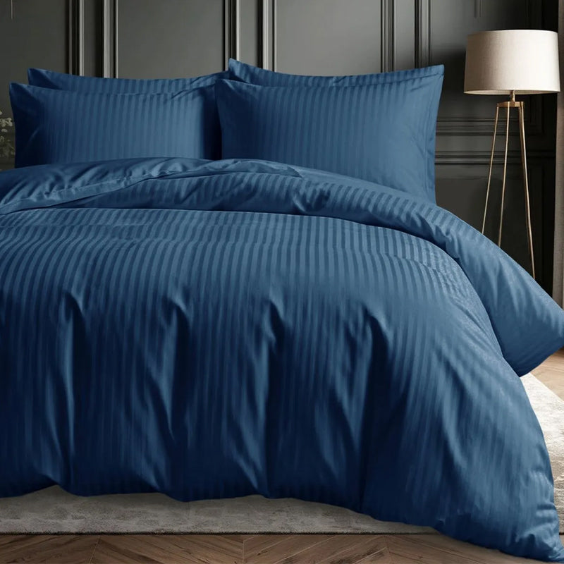1200TC | Silky | Embossed Micro Satin | Bedsheet Set | Midnight Navy
