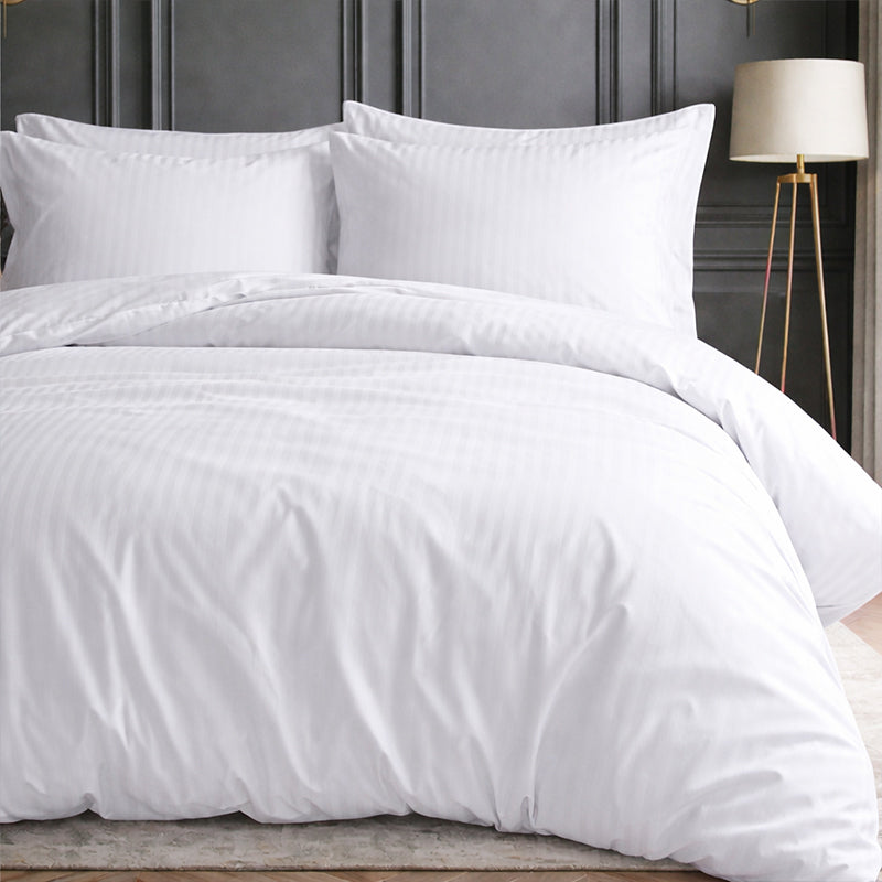 1200TC | Silky | Embossed Micro Satin | Bedsheet Set | Pure White