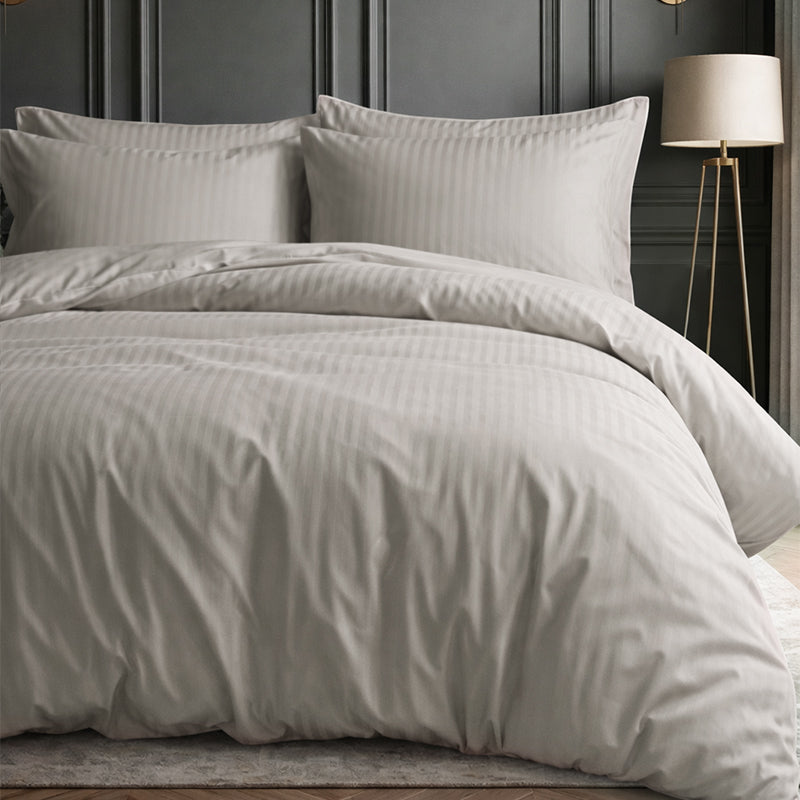 1200TC | Silky | Embossed Micro Satin | Bedsheet Set | Warm Ivory