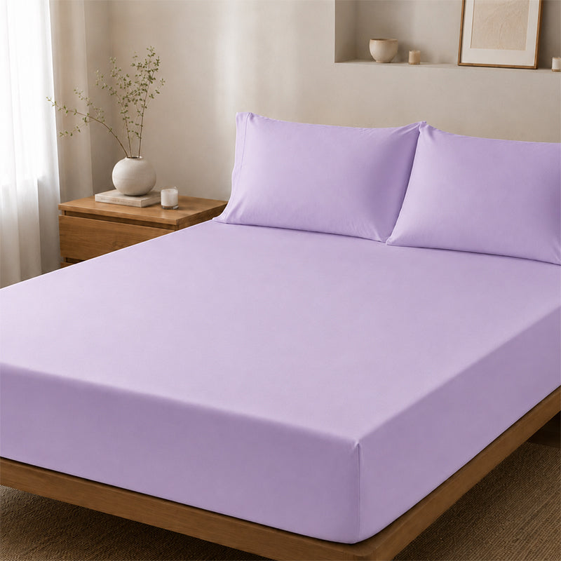 WEICH Ice Cooling Waterproof Fitted Sheet Mattress Protector | Soft Breathable Water Resistant Bedsheet Cover | Single Super Single Queen King | Purple