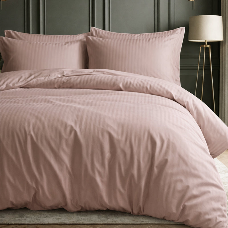 1200TC | Silky | Embossed Micro Satin | Bedsheet Set | Dusty Pink