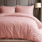 1200TC | Silky | Embossed Micro Satin | Bedsheet Set | Peach Pink