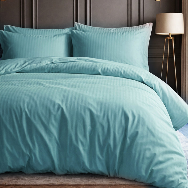 1200TC | Silky | Embossed Micro Satin | Bedsheet Set | Mint Blue