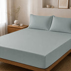 WEICH Ice Cooling Waterproof Fitted Sheet Mattress Protector | Soft Breathable Water Resistant Bedsheet Cover | Single Super Single Queen King | Grey