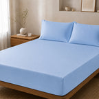 WEICH Ice Cooling Waterproof Fitted Sheet Mattress Protector | Soft Breathable Water Resistant Bedsheet Cover | Single Super Single Queen King | Blue