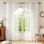 WEICH Premium Lace Sheer Curtains | Elegant Window Panels for Modern Living Spaces | Clean White