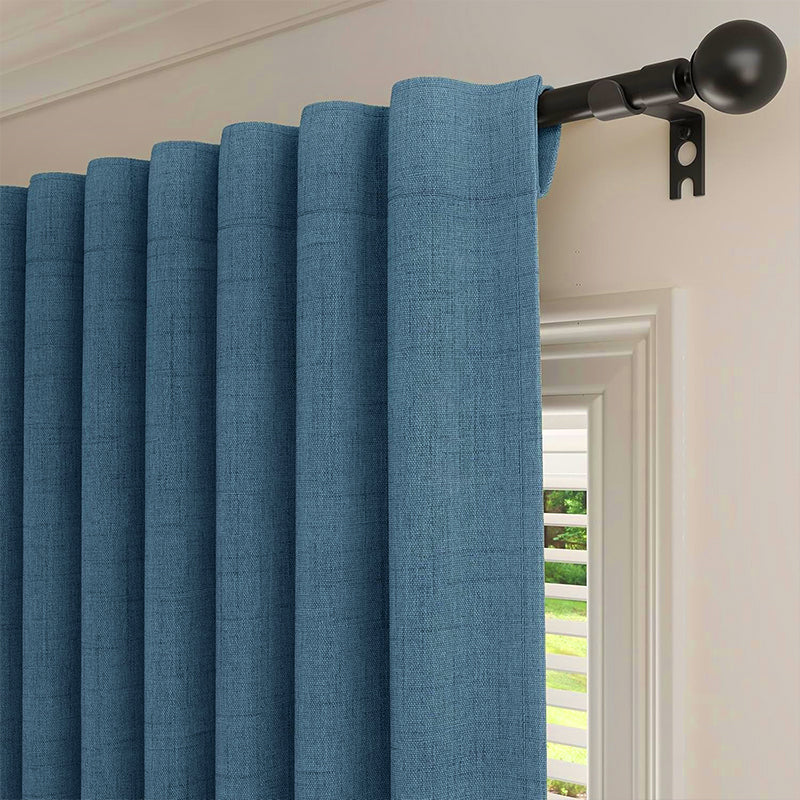 WEICH Luxury Blackout Curtains | Elegant Silk Linen Drapes | Royal Blue
