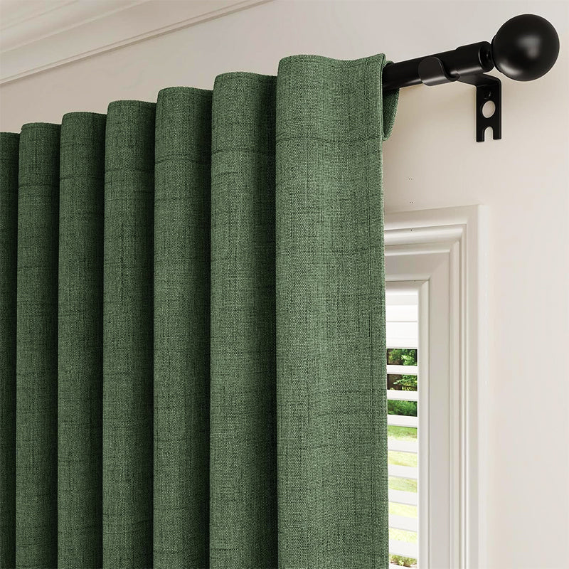 WEICH Luxury Blackout Curtains | Elegant Silk Linen Drapes | Moss Green