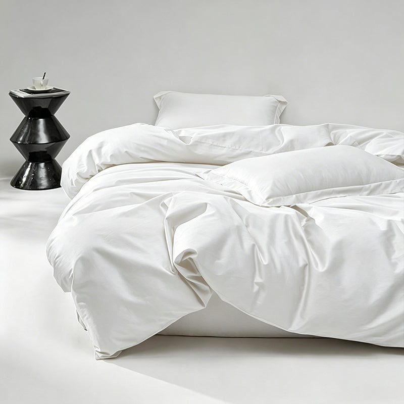 WEICH 1000TC Bedsheet Set | With Quilt Cover | 100% Combed Cotton | Soft Touch | Cream White