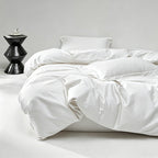 WEICH 1000TC Bedsheet Set | With Quilt Cover | 100% Combed Cotton | Soft Touch | Cream White