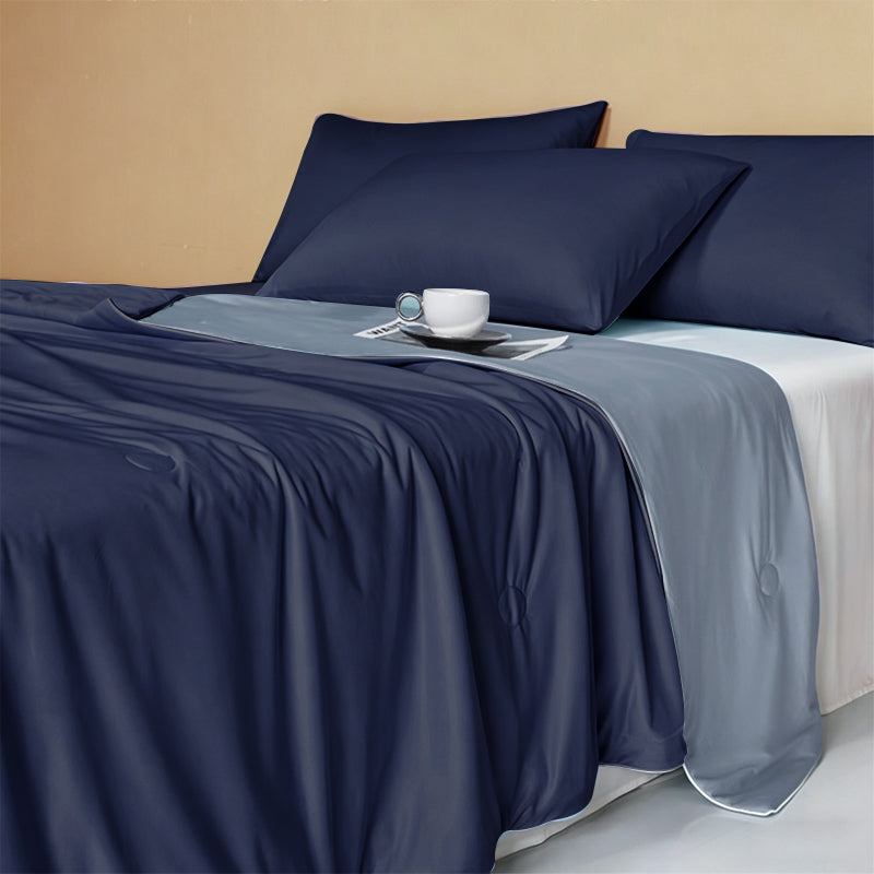 Weich 100% Nylon Fabric | Filled With Whole Feather Silk Cotton | Steel Blue