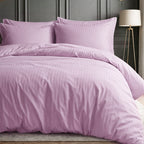1200TC | Silky | Embossed Micro Satin | Bedsheet Set | Light Purple