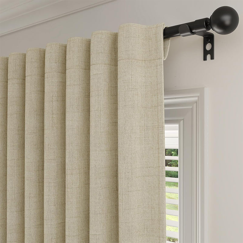 WEICH Luxury Blackout Curtains | Elegant Silk Linen Drapes | Cream White