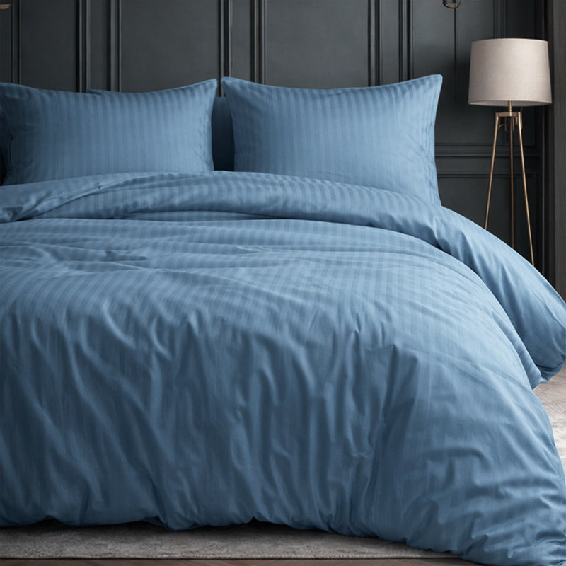 1200TC | Silky | Embossed Micro Satin | Bedsheet Set | Lake Blue