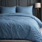 1200TC | Silky | Embossed Micro Satin | Bedsheet Set | Lake Blue