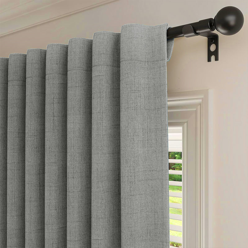 WEICH Luxury Blackout Curtains | Elegant Silk Linen Drapes | Linen Grey