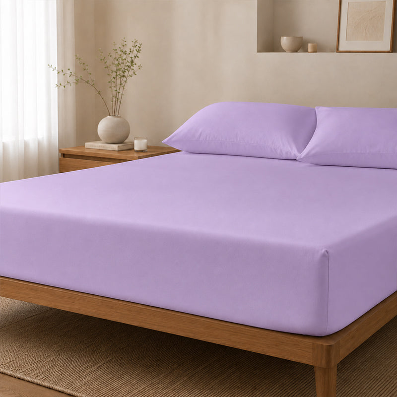 WEICH Ice Cooling Waterproof Fitted Sheet Mattress Protector | Soft Breathable Water Resistant Bedsheet Cover | Single Super Single Queen King | Purple