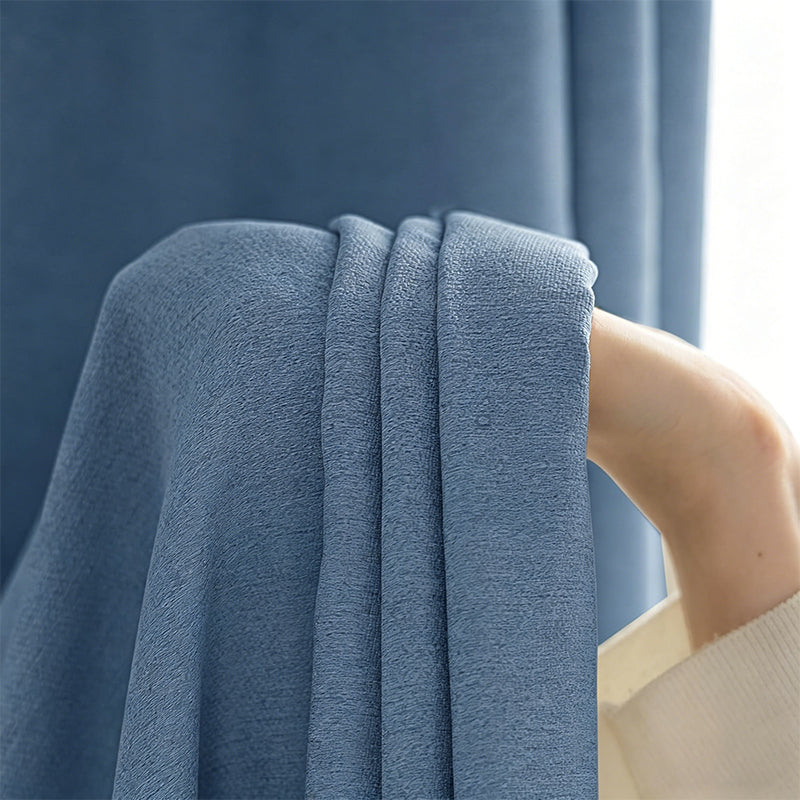 WEICH Luxury Blackout Curtains | Elegant Silk Linen Drapes | Royal Blue