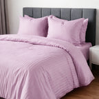 1200TC | Silky | Embossed Micro Satin | Bedsheet Set | Light Purple