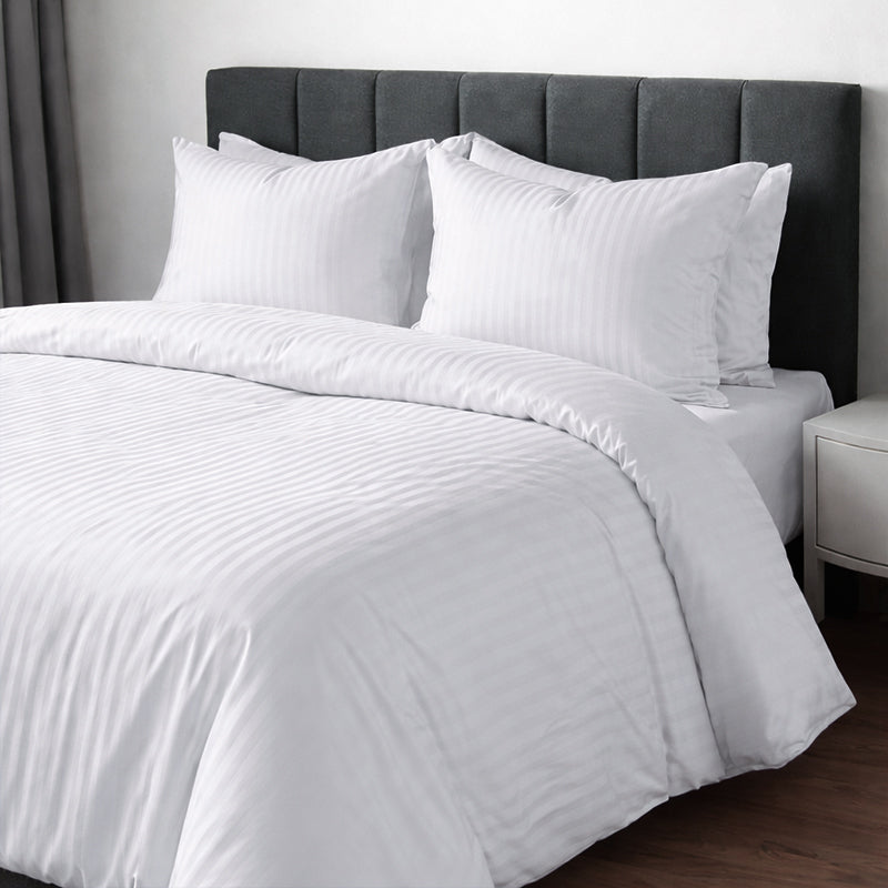 1200TC | Silky | Embossed Micro Satin | Bedsheet Set | Pure White