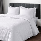 1200TC | Silky | Embossed Micro Satin | Bedsheet Set | Pure White