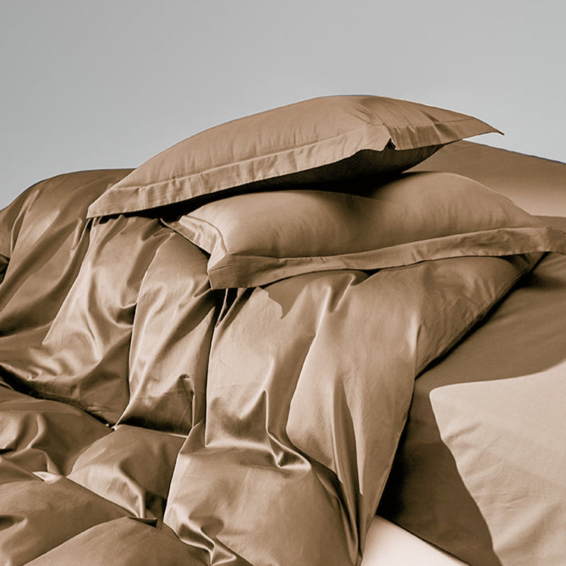 WEICH 1000TC Bedsheet Set | With Quilt Cover | 100% Combed Cotton | Soft Touch | Caramel Brown