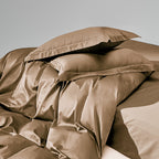 WEICH 1000TC Bedsheet Set | With Quilt Cover | 100% Combed Cotton | Soft Touch | Caramel Brown