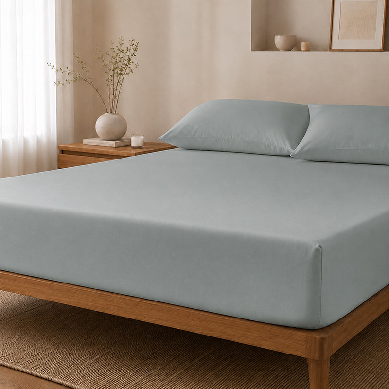 WEICH Ice Cooling Waterproof Fitted Sheet Mattress Protector | Soft Breathable Water Resistant Bedsheet Cover | Single Super Single Queen King | Grey