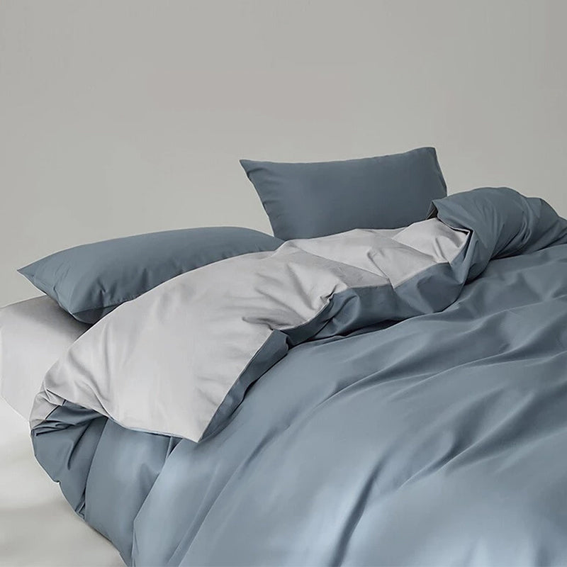 WEICH 980TC Bedding Set | Double-Sided | Quilt Cover | 100% Cotton | Misty Blue