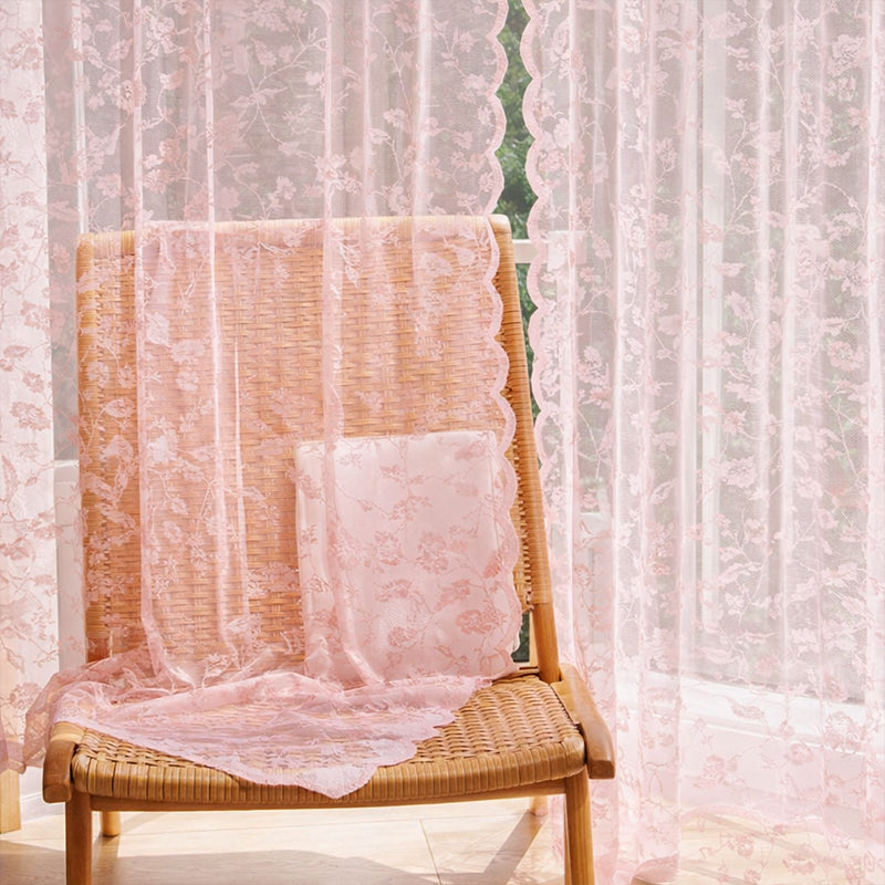 WEICH Premium Lace Sheer Curtains | Elegant Window Panels for Modern Living Spaces | Soft Pink