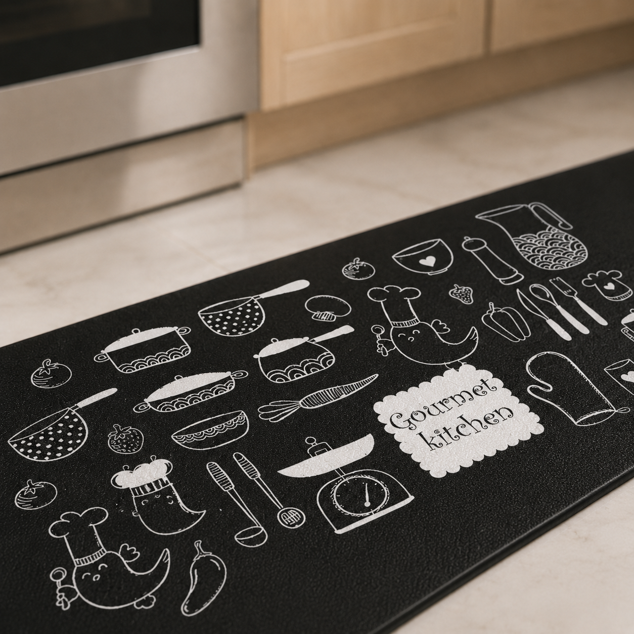 WEICH 2 in 1 Kitchen Floor Mat Water-Absorbent Non-Slip Mat Kitchen Mats Vintage Pattern Carpet | A2