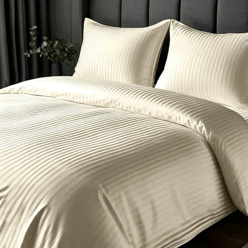 1200TC | Silky | Embossed Micro Satin | Bedsheet Set | Vanilla Cream