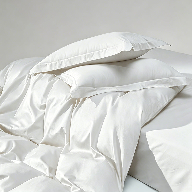 WEICH 1000TC Bedsheet Set | With Quilt Cover | 100% Combed Cotton | Soft Touch | Cream White