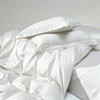 WEICH 1000TC Bedsheet Set | With Quilt Cover | 100% Combed Cotton | Soft Touch | Cream White