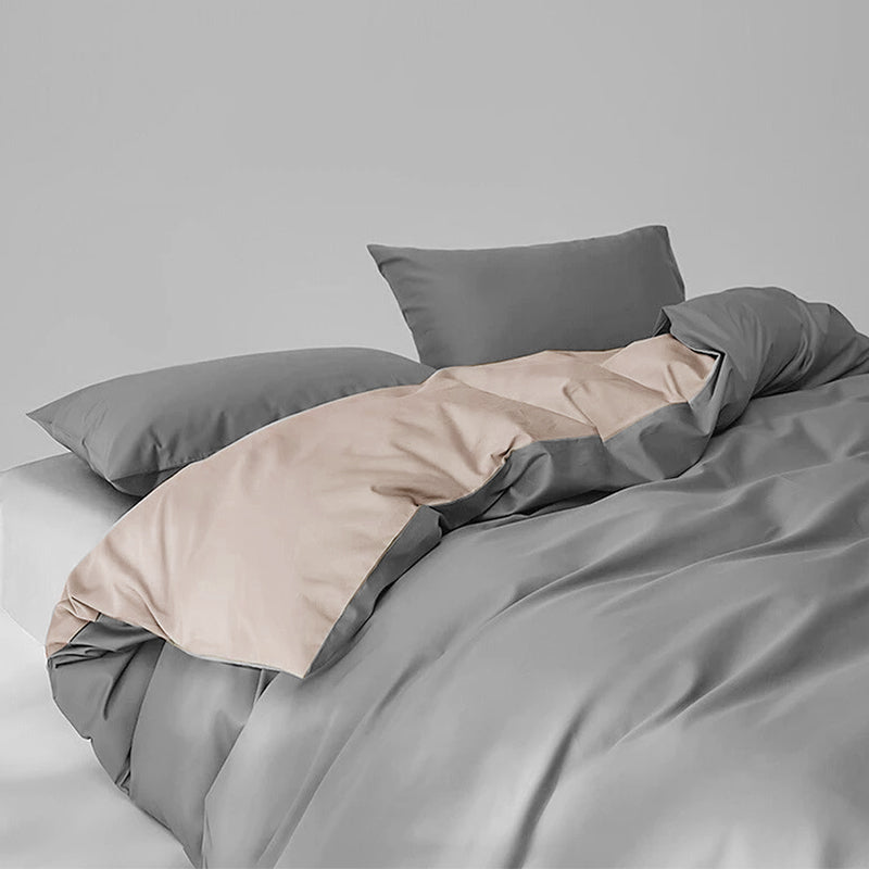 WEICH 980TC Bedding Set | Double-Sided | Quilt Cover | 100% Cotton | Moss Ash