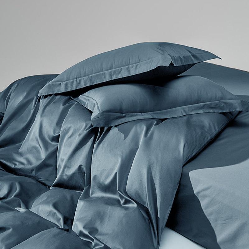 WEICH 1000TC Bedsheet Set | With Quilt Cover | 100% Combed Cotton |  Soft Touch | Dark Blue