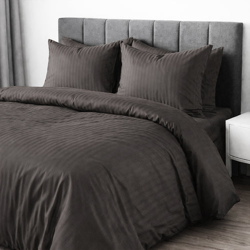 1200TC | Silky | Embossed Micro Satin | Bedsheet Set | Charcoal Grey