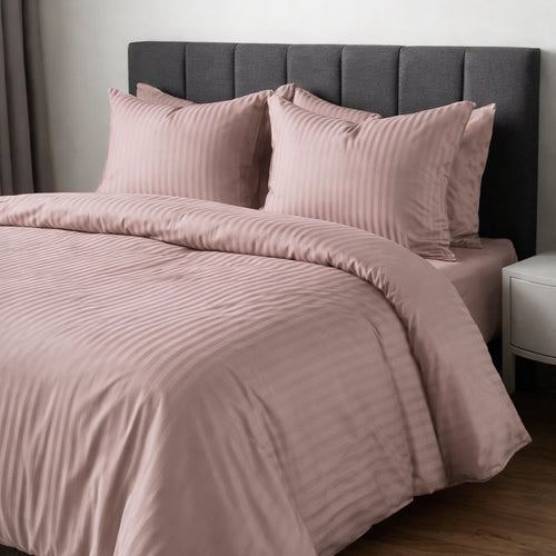 1200TC | Silky | Embossed Micro Satin | Bedsheet Set | Dusty Pink